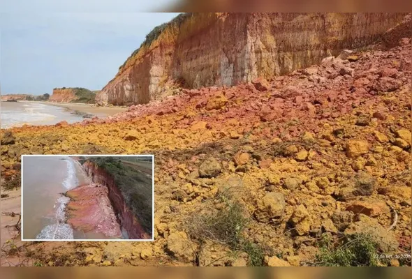 Falésias na Praia dos Cações, em Marataízes: interdição