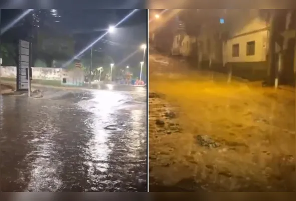Em Castelo e Muniz Freire, moradores registraram várias ruas que ficaram alagadas após o grande volume de água registrado em poucas horas