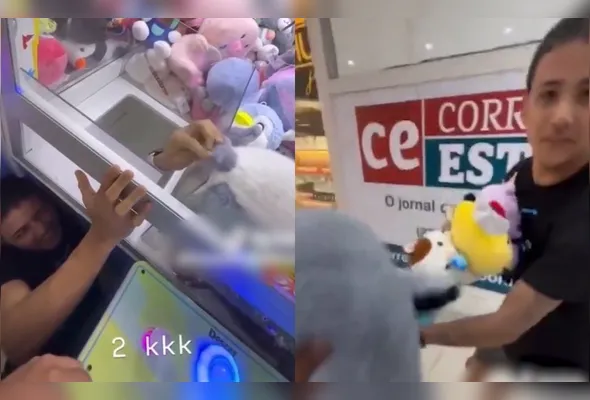 Imagem ilustrativa da imagem Jovem é preso após postar vídeo furtando pelúcias de máquina em shopping no ES