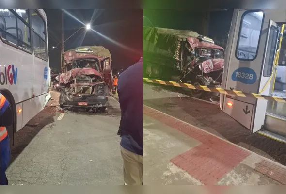 Caminhão bateu em ônibus parado, na Serra, deixando quatro feridos e uma pessoa morta. Motorista foi preso
