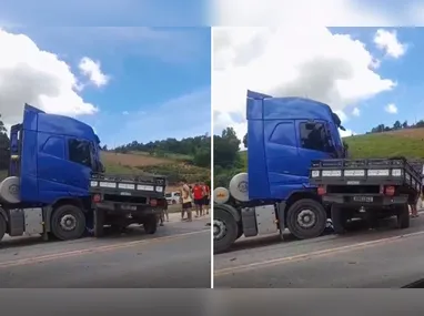 Imagem ilustrativa da imagem Acidente entre caminhão e carreta deixa faixa da BR-101 interditada em Anchieta