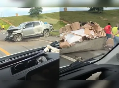 Imagem ilustrativa da imagem Carreta cai em ribanceira após colidir em caminhonete na BR-101 em Aracruz
