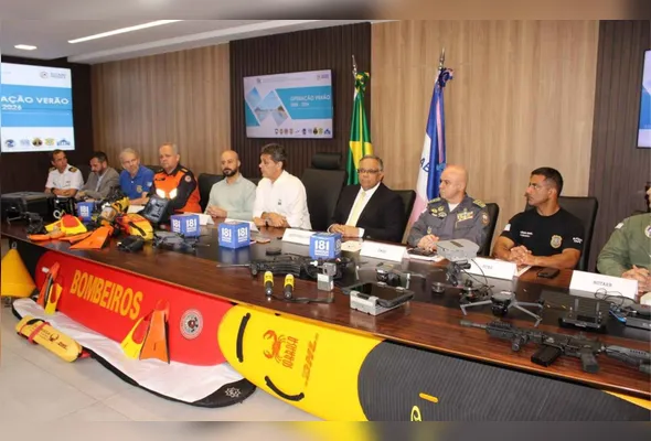 Autoridades durante o anúncio da Operação Verão 2025/26: ação vai ampliar a segurança em 27 municípios
