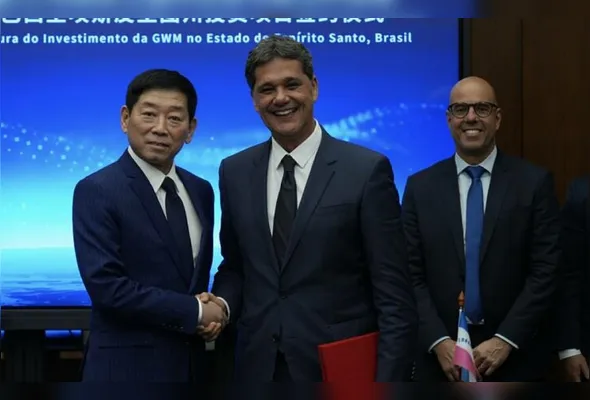 dono da GWM, Jack Wey, com Ricardo e Salume: comitiva do Estado fez visitas técnicas e aprofundou o diálogo