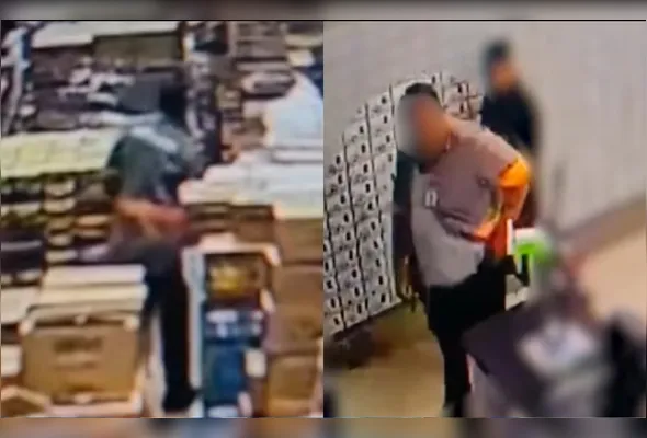 A equipe de segurança do supermercado abordou o homem e encontrou as bebidas