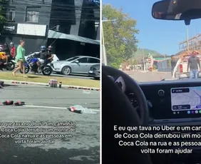 Imagem ilustrativa da imagem Carga de refrigerantes tomba no ES e cena de solidariedade viraliza na web