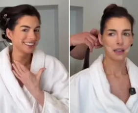 Imagem ilustrativa da imagem 'Facelift' sem cirurgia: Anne Hathaway revela truque que usou no Oscar 2026