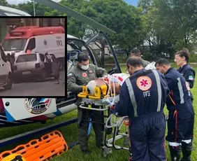 Imagem ilustrativa da imagem Homem é socorrido de helicóptero após acidente entre carro e caminhão em Aracruz