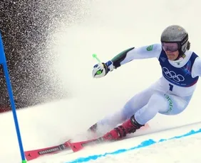 Imagem ilustrativa da imagem Lucas Braathen lidera 1ª descida no slalom gigante dos Jogos de Inverno