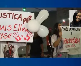 Imagem ilustrativa da imagem Manifestantes protestam e pedem prisão de suspeito de assassinar ex-namorada