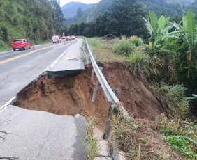 Imagem ilustrativa da imagem Trecho da BR-262 é parcialmente interditado após temporal na Região Serrana do ES