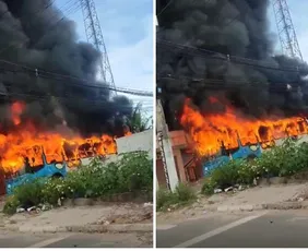 Imagem ilustrativa da imagem VÍDEO | Ônibus é incendiado por suspeitos encapuzados em Vila Velha
