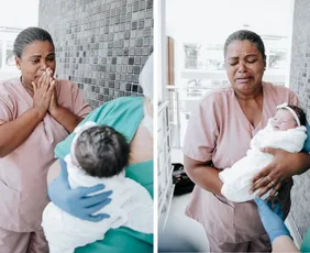 Imagem ilustrativa da imagem Vídeo de avó chorando ao conhecer neta recém nascida em Vila Velha emociona web