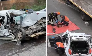 Imagem ilustrativa da imagem Acidente entre caminhão e dois carros deixa uma pessoa morta na BR 101 na Serra