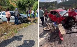 Imagem ilustrativa da imagem Acidente entre dois carros e uma motocicleta interdita BR-262 no ES