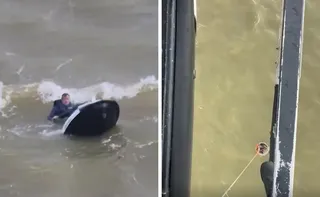 Imagem ilustrativa da imagem VÍDEO | Homem é resgatado de helicóptero após jetski virar durante passeio no ES