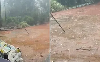 Imagem ilustrativa da imagem Temporal com granizo derruba árvores e bloqueia vias em cidade do ES