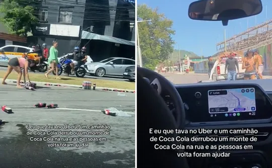 Imagem ilustrativa da imagem Carga de refrigerantes tomba no ES e cena de solidariedade viraliza na web