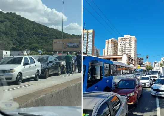 Imagem ilustrativa da imagem Dois acidentes e veículos em pane na 3ª Ponte dão nó no trânsito em Vila Velha