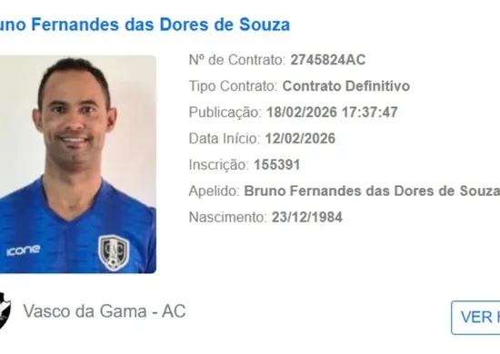 Imagem ilustrativa da imagem Goleiro Bruno é regularizado na CBF e vai estrear pelo Vasco-AC na Copa do Brasil