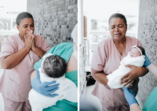 Imagem ilustrativa da imagem Vídeo de avó chorando ao conhecer neta recém nascida em Vila Velha emociona web