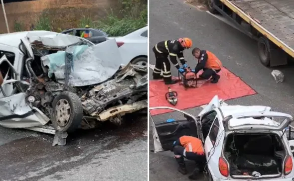 Imagem ilustrativa da imagem Acidente entre caminhão e dois carros deixa uma pessoa morta na BR 101 na Serra