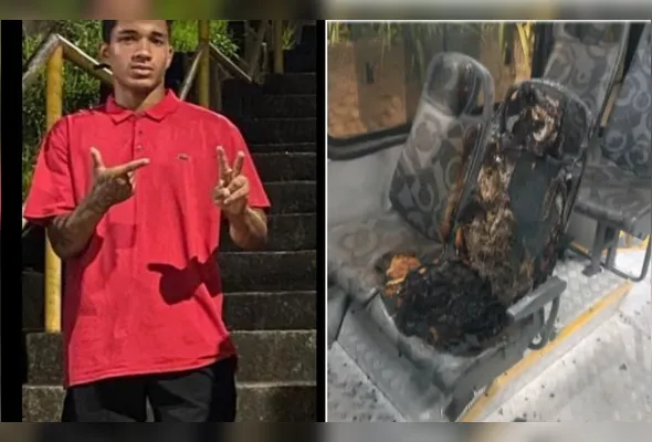 Adolescente foi identificado como Ítalo Corrêa de Souza; banco do coletivo foi atingido pelas chamas