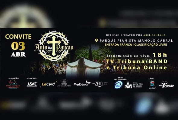Imagem ilustrativa da imagem Auto da Paixão de Cristo: reveja o espetáculo apresentado na TV Tribuna/Band