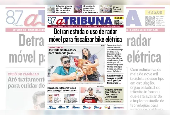 Imagem ilustrativa da imagem Confira os destaques do jornal A Tribuna deste sábado