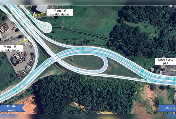 Projeção do trecho onde será iniciada a duplicação, próximo ao posto da Polícia Rodoviária Federal em Viana