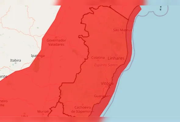 Todo o Espírito Santo está em alerta vermelho