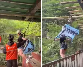 Imagem ilustrativa da imagem Adolescente morre após corda de segurança se soltar em tirolesa na China