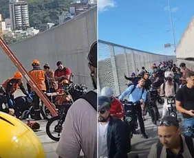Imagem ilustrativa da imagem Acidente com bike elétrica deixa dois feridos e forma fila na ciclovia da 3ª Ponte