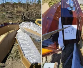 Imagem ilustrativa da imagem Caixões descartados em terreno baldio intrigam moradores da Serra