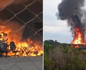 Imagem ilustrativa da imagem Incêndio de grandes proporções atinge galpão do arquivo do TJES na Serra