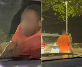 Imagem ilustrativa da imagem VÍDEO: homem sobe em capô de carro em movimento e pede para ser preso no ES
