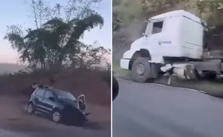 Imagem ilustrativa da imagem Acidente entre carro e caminhão derrama óleo em Rodovia Estadual e afeta tráfego