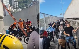 Imagem ilustrativa da imagem Acidente com bike elétrica deixa dois feridos e forma fila na ciclovia da 3ª Ponte