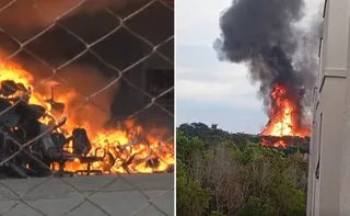 Imagem ilustrativa da imagem Incêndio de grandes proporções atinge galpão do arquivo do TJES na Serra