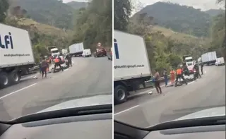 Imagem ilustrativa da imagem Motociclista morre em acidente com caminhão e carreta na BR-262 em Domingos Martins