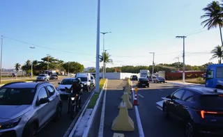 Imagem ilustrativa da imagem Nova fase das obras do Mergulhão de Camburi reduzem faixas da Norte-Sul