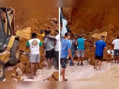 Imagens exclusivas da TV Tribuna/Band registram deslizamento em distribuidora de bebidas; obra teria sido embargada há um ano