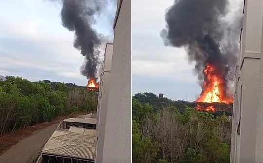 Imagem ilustrativa da imagem Incêndio de grandes proporções atinge galpão do arquivo do TJES na Serra