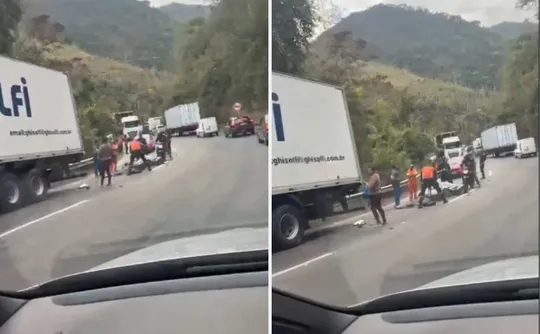 Imagem ilustrativa da imagem Motociclista morre em acidente com caminhão e carreta na BR-262 em Domingos Martins