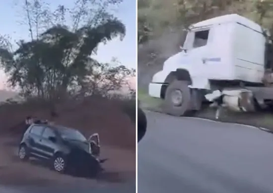 Imagem ilustrativa da imagem Acidente entre carro e caminhão derrama óleo em Rodovia e afeta tráfego