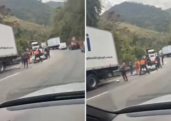 Imagem ilustrativa da imagem Motociclista morre em acidente com caminhão e carreta na BR-262 em Domingos Martins