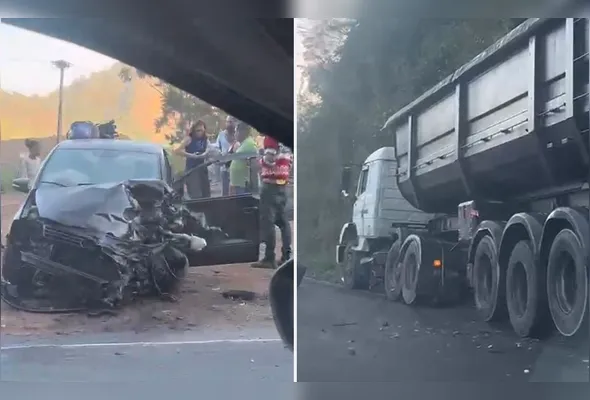 Os motoristas precisam passar devagar porque óleo foi derramado na pista na Rodovia BR-262, na manhã desta segunda-feira (27)