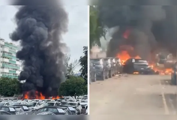 Carros atingidos pertecem a uma concessionária do Rio de Janeiro
