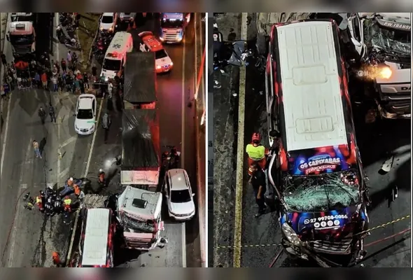 Imagem ilustrativa da imagem Engavetamento entre 7 veículos deixa dois mortos na Rodovia do Contorno no ES