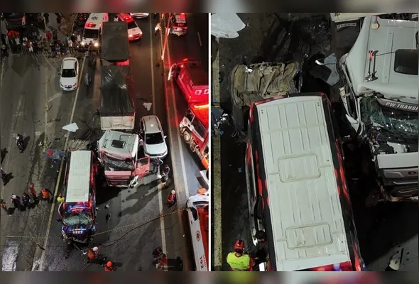 O acidente ocorreu no km 294 da BR-101, e envolveu sete veículos